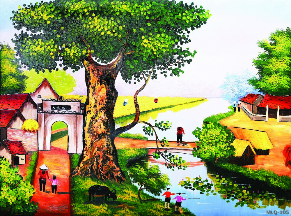 Phong cảnh làng quê - sơn dầu MLQ-105